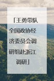 王勇带队全国政协经济委员会调研组赴浙江调研
