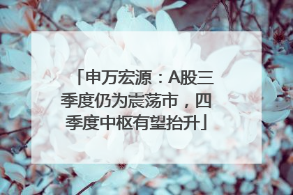 申万宏源：A股三季度仍为震荡市，四季度中枢有望抬升