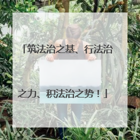 筑法治之基、行法治之力、积法治之势！