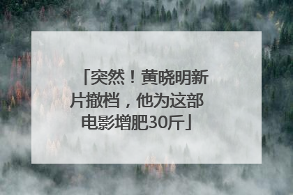 突然！黄晓明新片撤档，他为这部电影增肥30斤