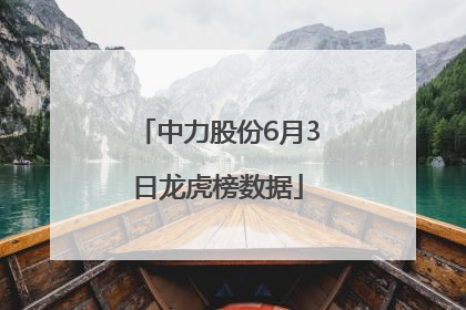 中力股份6月3日龙虎榜数据
