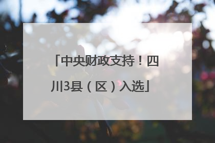 中央财政支持！四川3县（区）入选