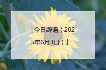 今日辟谣（2025年6月3日）