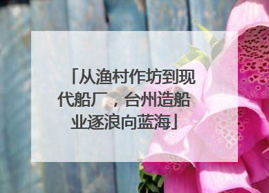 从渔村作坊到现代船厂，台州造船业逐浪向蓝海