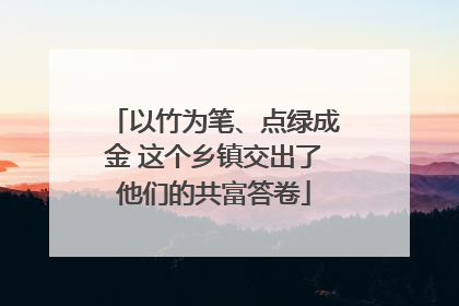 以竹为笔、点绿成金 这个乡镇交出了他们的共富答卷