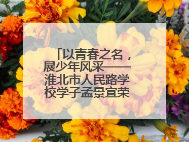 以青春之名，展少年风采——淮北市人民路学校学子孟景宣荣膺“新时代好少年”荣誉称号