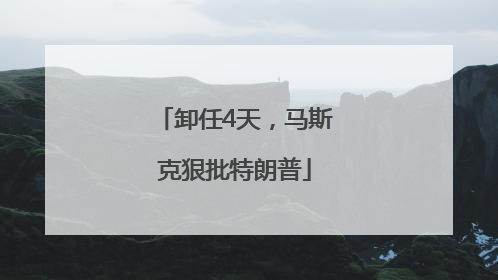 卸任4天，马斯克狠批特朗普