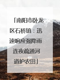 南阳市卧龙区石桥镇：迅速响应强降雨 连夜疏通河道护农田