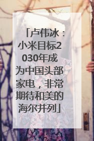 卢伟冰：小米目标2030年成为中国头部家电，非常期待和美的海尔并列