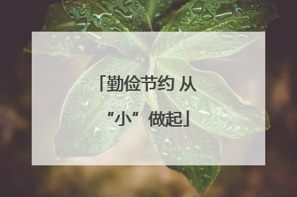 勤俭节约 从“小”做起