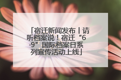宿迁新闻发布丨请听档案说！宿迁“6·9”国际档案日系列宣传活动上线