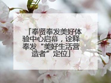 奉贤奉发美好体验中心启幕，诠释奉发“美好生活营造者”定位
