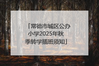 常德市城区公办小学2025年秋季转学插班须知