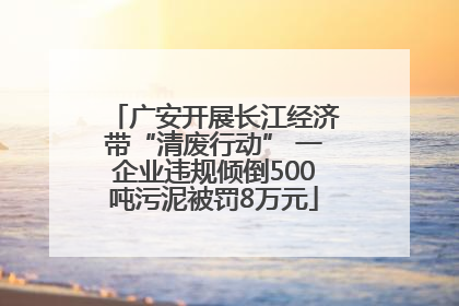 广安开展长江经济带“清废行动” 一企业违规倾倒500吨污泥被罚8万元