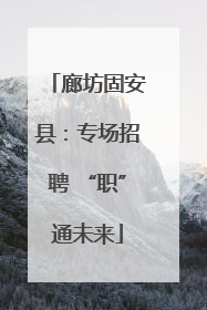 廊坊固安县：专场招聘 “职”通未来