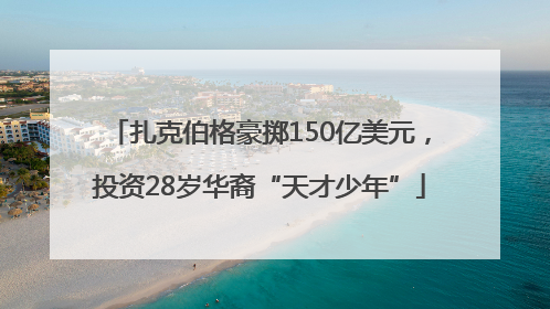 扎克伯格豪掷150亿美元，投资28岁华裔“天才少年”