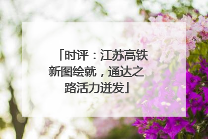 时评：江苏高铁新图绘就，通达之路活力迸发