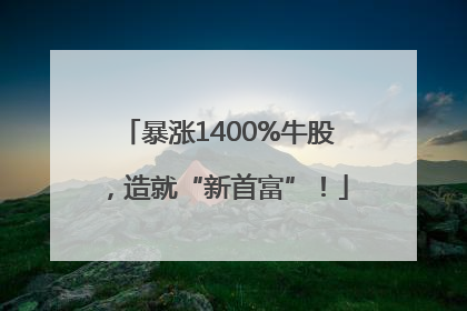 暴涨1400%牛股，造就“新首富”！