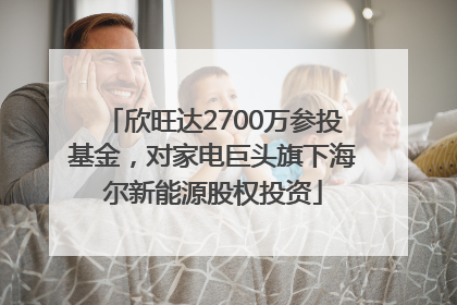 欣旺达2700万参投基金，对家电巨头旗下海尔新能源股权投资