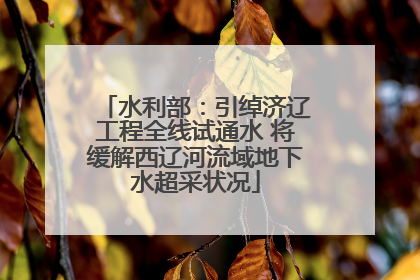 水利部：引绰济辽工程全线试通水 将缓解西辽河流域地下水超采状况