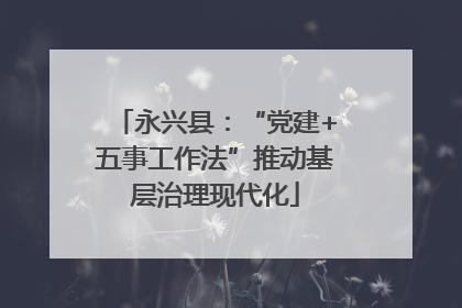 永兴县：“党建+五事工作法”推动基层治理现代化