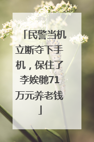 民警当机立断夺下手机，保住了李娭毑71万元养老钱