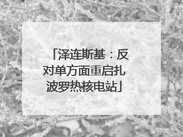 泽连斯基：反对单方面重启扎波罗热核电站