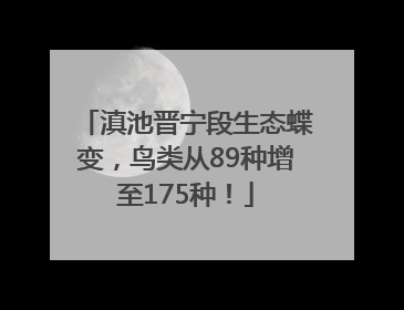 滇池晋宁段生态蝶变，鸟类从89种增至175种！