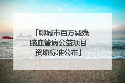 聊城市百万减残脑血管病公益项目资助标准公布