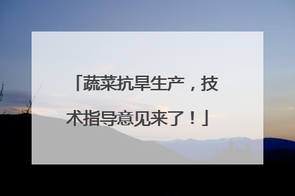 蔬菜抗旱生产，技术指导意见来了！