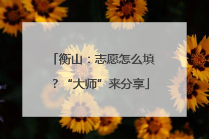 衡山：志愿怎么填？“大师”来分享