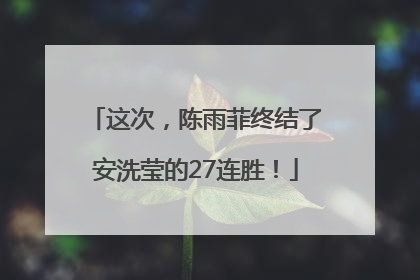 这次，陈雨菲终结了安洗莹的27连胜！