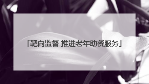 靶向监督 推进老年助餐服务