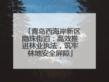 青岛西海岸新区隐珠街道：高效推进林业执法，筑牢林地安全屏障