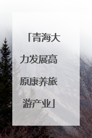 青海大力发展高原康养旅游产业