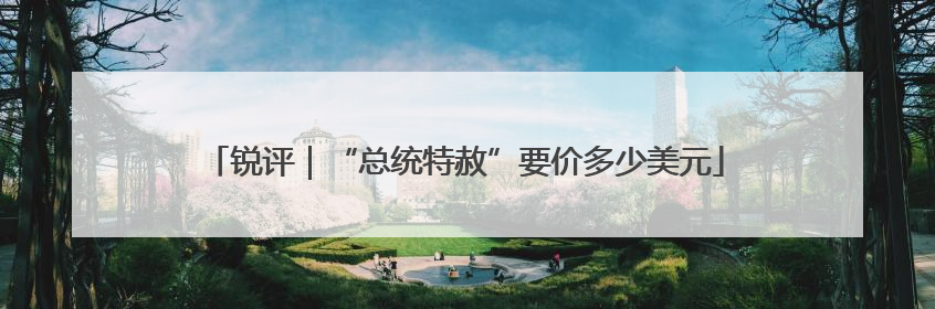 锐评｜“总统特赦”要价多少美元