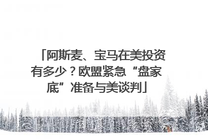 阿斯麦、宝马在美投资有多少？欧盟紧急“盘家底”准备与美谈判