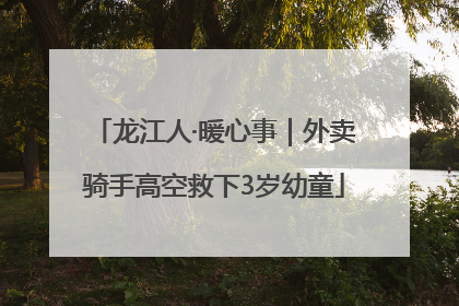 龙江人·暖心事｜外卖骑手高空救下3岁幼童
